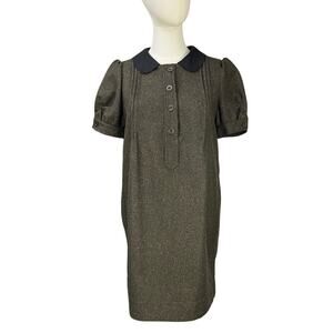 See by Chloé Dress US 6 Wool Blend Peter Pan Collar Puff Sleeve Shift